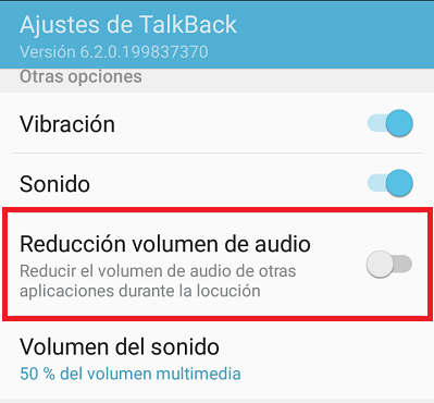 opciones de sonido en google talkback para ciegos