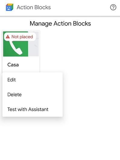 pantalla principal de action blocks